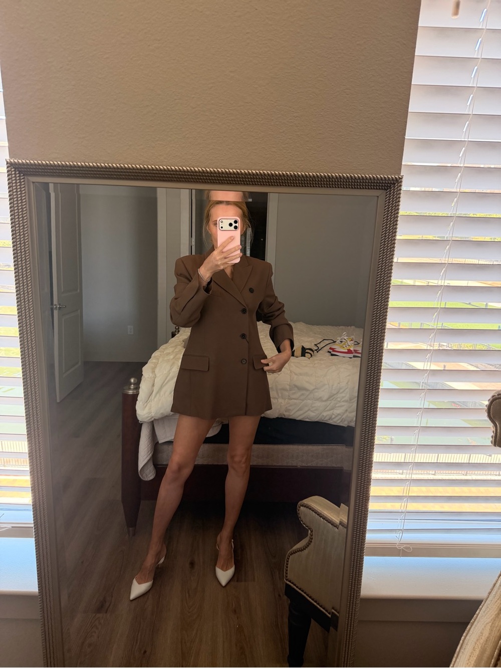 Women's Brown Double-Breasted Blazer